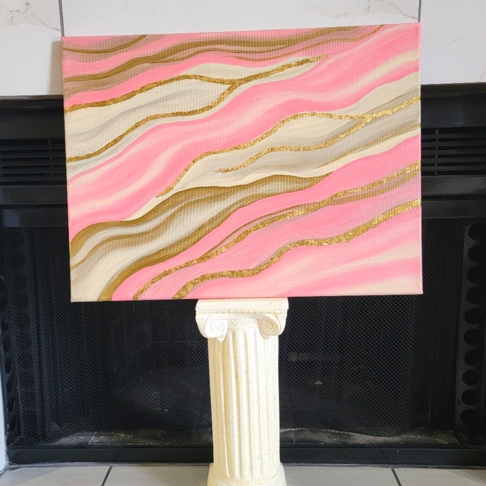 18x24 Original Pink and gold acrylic painting